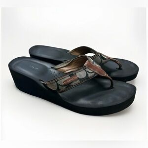 Coach Sandals  Juliet Wedge Thong Flip Flop Logo Signature Classic Women 8.5 B